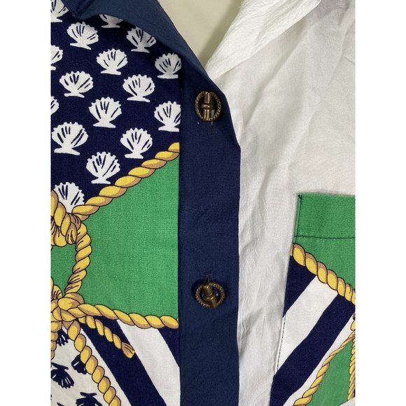 VTG Silver Threads Seashell Rope Striped Long Sleeve Button Up Shirt Women’s M - Picture 5 of 9